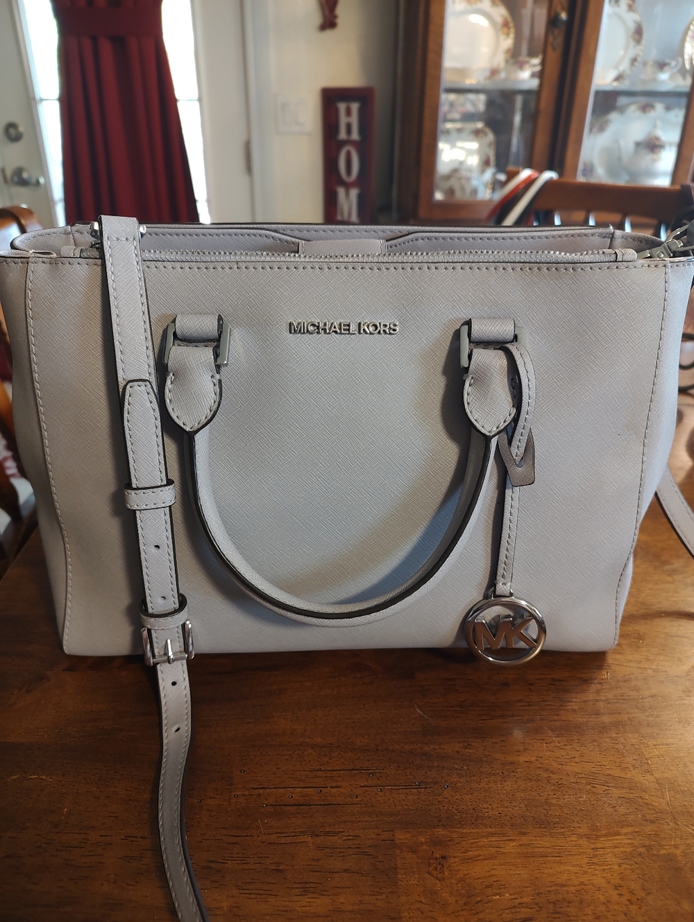 Michael Kors Lavender Saffiano Satchel with MK Charm